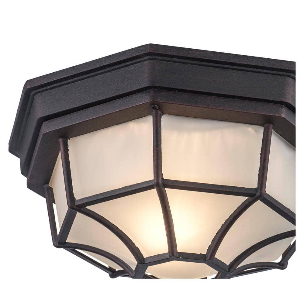 Trans Globe Lighting 40582 Wagon Wheel 1 Light Outdoor Flush Mount Ceiling Fixture - Rust