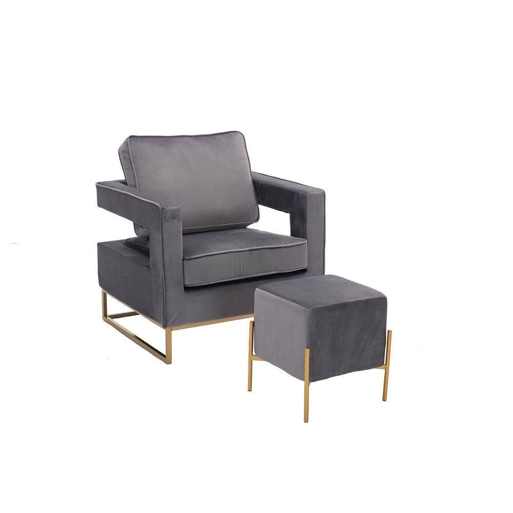 Carolina Classics Adadon Upholstered Accent Stool/Footrest in Gray