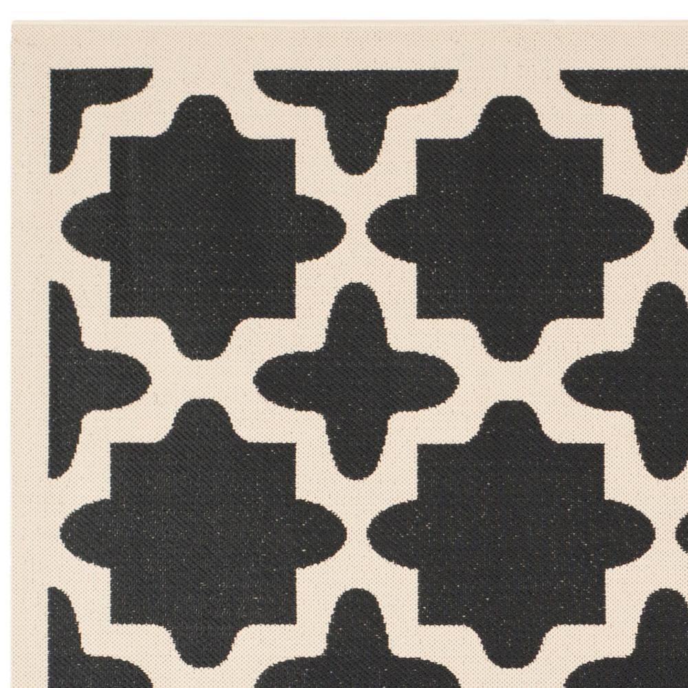 Courtyard CY6913 Power Loomed Indoor and Outdoor Area Rug - Black/Beige - 4'x4' - Safavieh