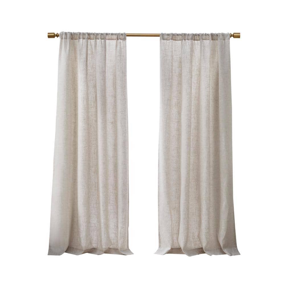Madison Park Kyler Natural Linen Blend Light Filtering Curtain Panel Pair 52x84" (Set of 2)