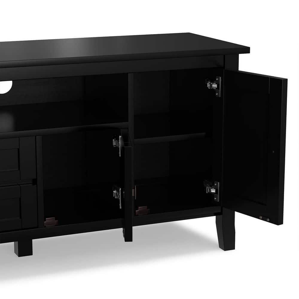 Simpli Home Warm Shaker 72"W Solid Wood TV Stand for TVs up to 80" with 4 Storage Cabinets and 2 Drawers