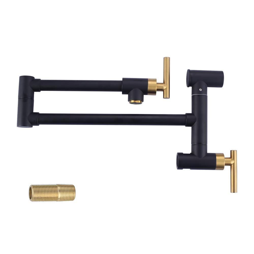 ARCORA ARCORA Single Hole Two Attachment Brass Wall Mounted Pot Filler Kitchen Faucet with Double-Handle AR7108800GB