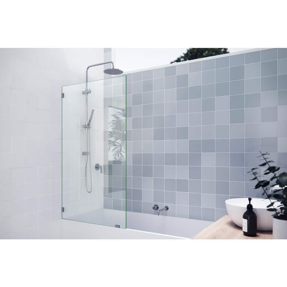 Vela 34 in. x 58.25 in. Frameless Single Fixed Bath Panel