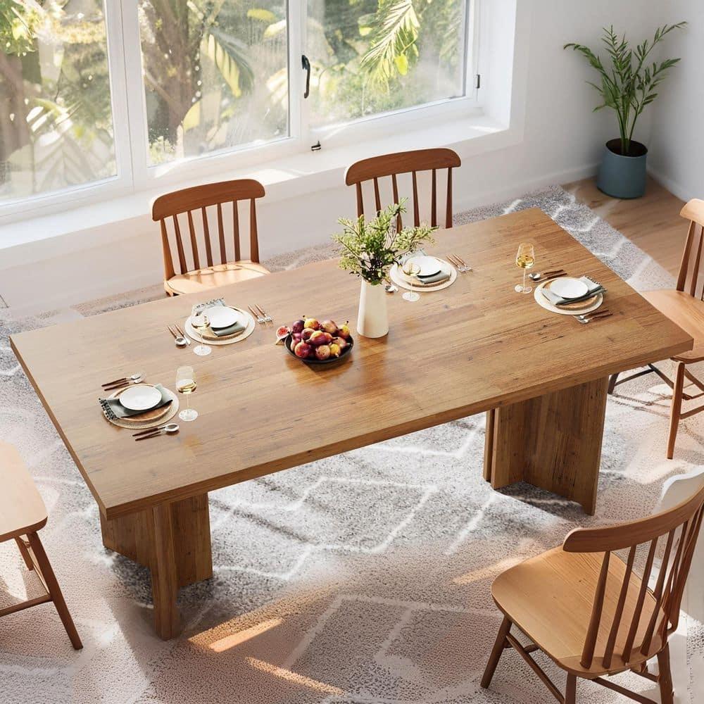 Tribesigns 63" Rectangular Dining Table for 4-6 People, Walnut