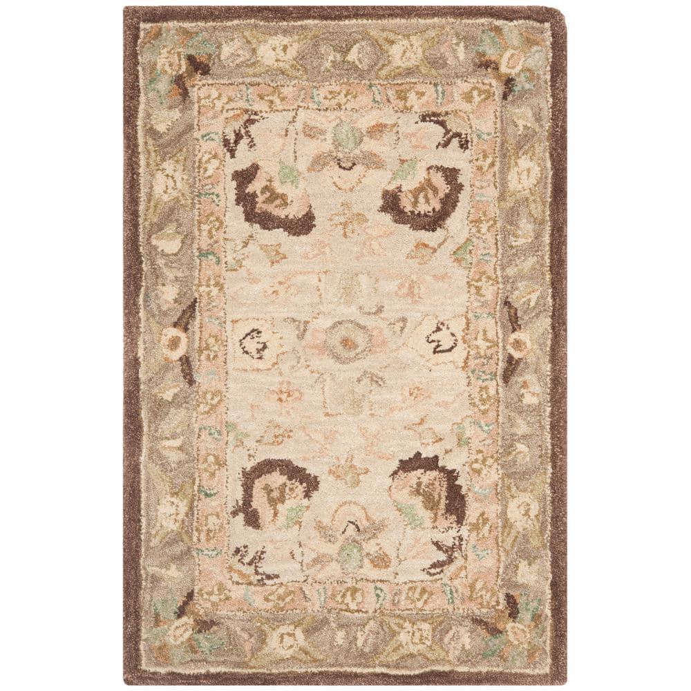 SAFAVIEH Anatolia Venice Floral Wool Area Rug, Ivory/Brown, 2' x 3'