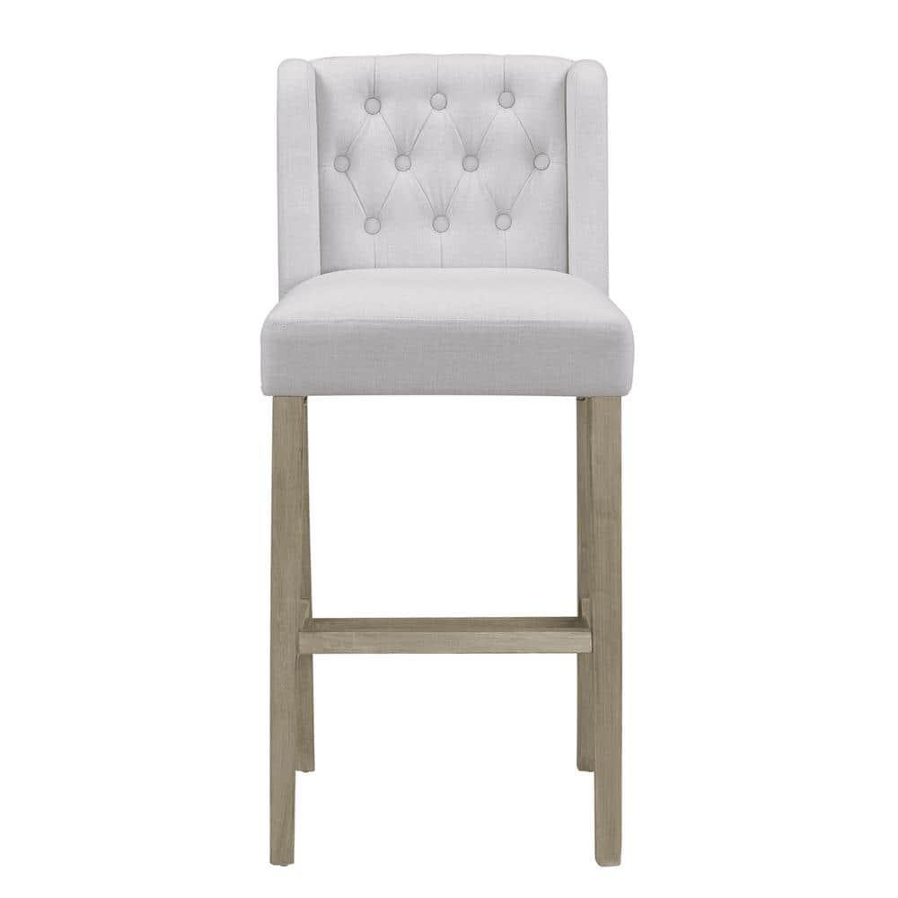Glamour Home Aled 29" Fabric Bar Stools with Side Wings in Beige (Set of 2)