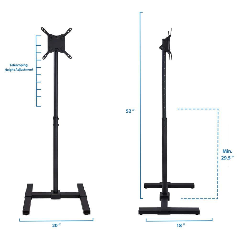 Mount-It! Height Adjustable TV Floor Stand | Universal Pedestal TV Stand For 13 - 42 Inch Screens | For Indoor and Outdoor Portable TV Mount | Black