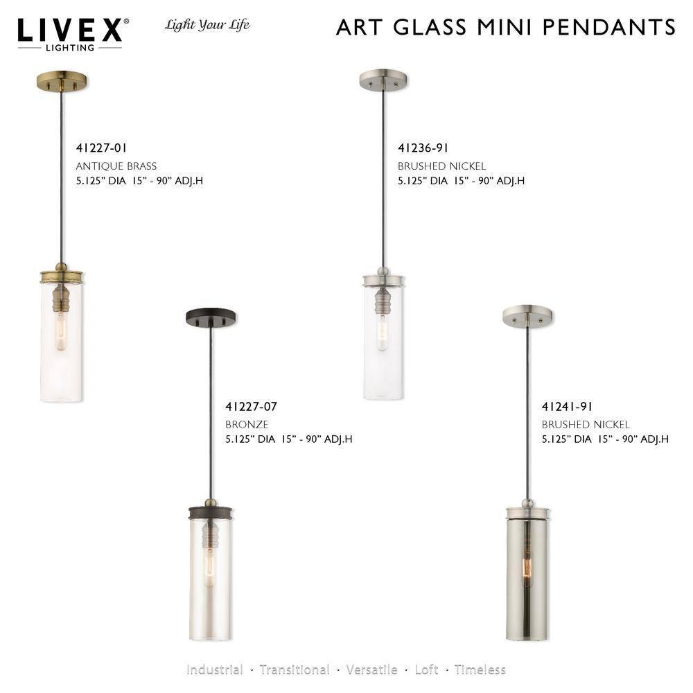 Livex Lighting Art Glass 1 - Light Pendant in  Antique Brass