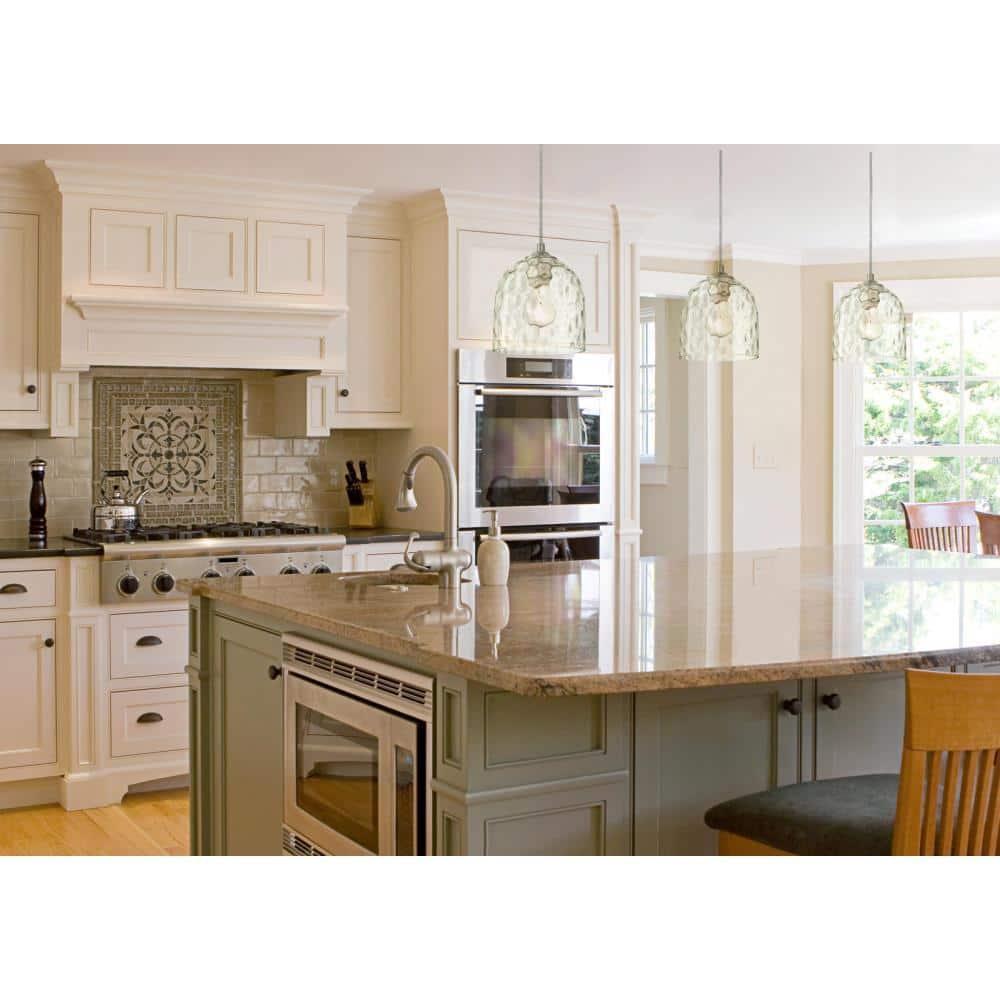 Westinghouse Basset Mini Pendant Brushed Nickel Finish Clear Hammered Glass