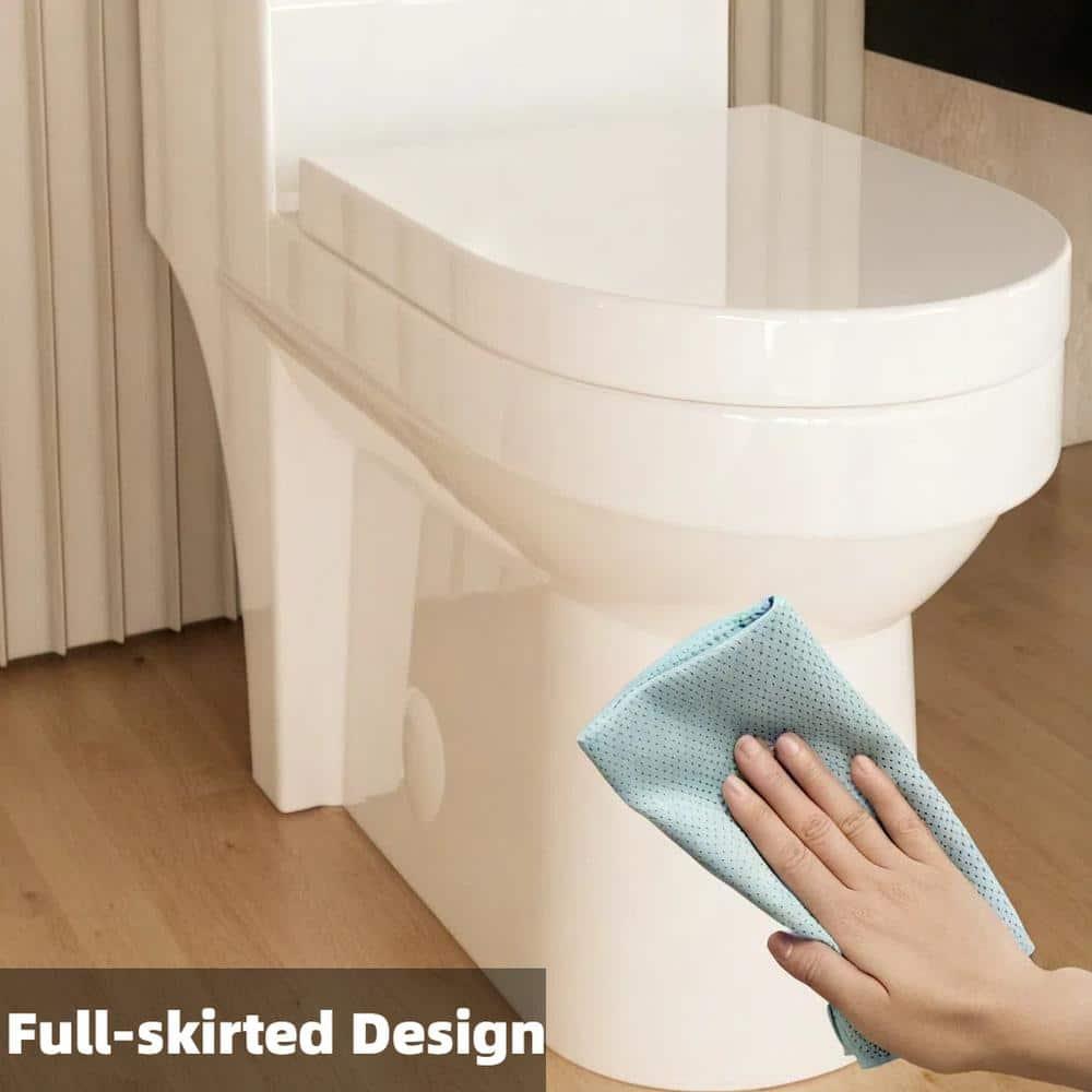 Momei One Piece Toilet,Floor-Discharge Dual Flush,Glossy White - 24.8x13x27.56