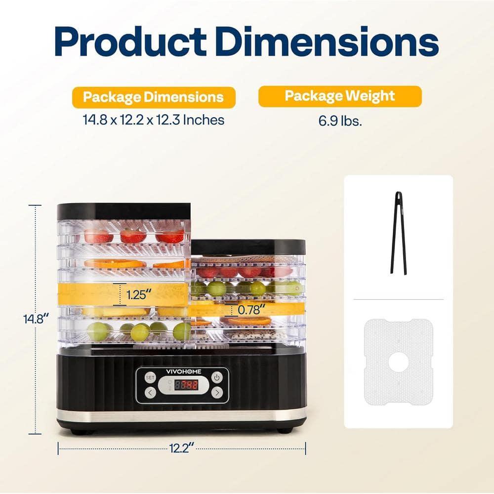 SPECSTAR Electric 5 Trays Food Dehydrator Machine, 400W Hydrator Machine with 72H Digital Timer and Temperature Control for Fruit Vegetable Meat Jerky Herb Beef Mushroom, Black
