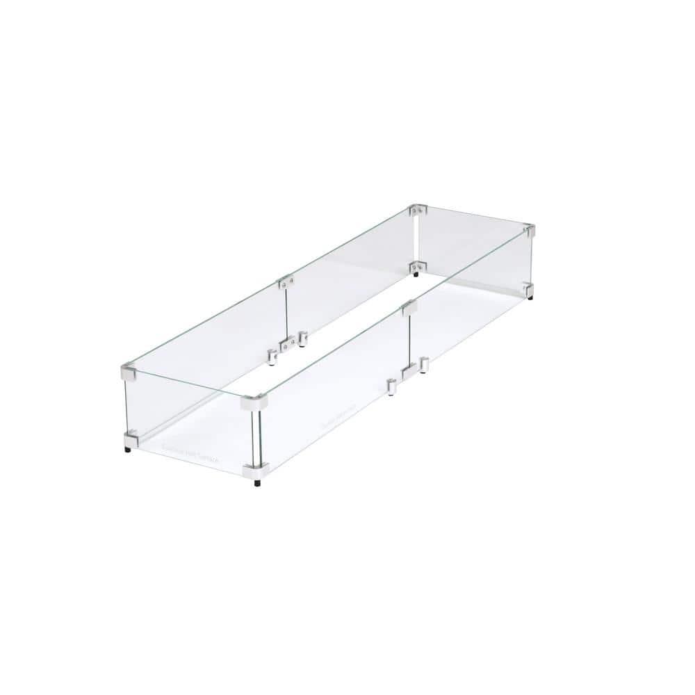Celestial Fire Glass Rectangle Fire Pit Wind Guard