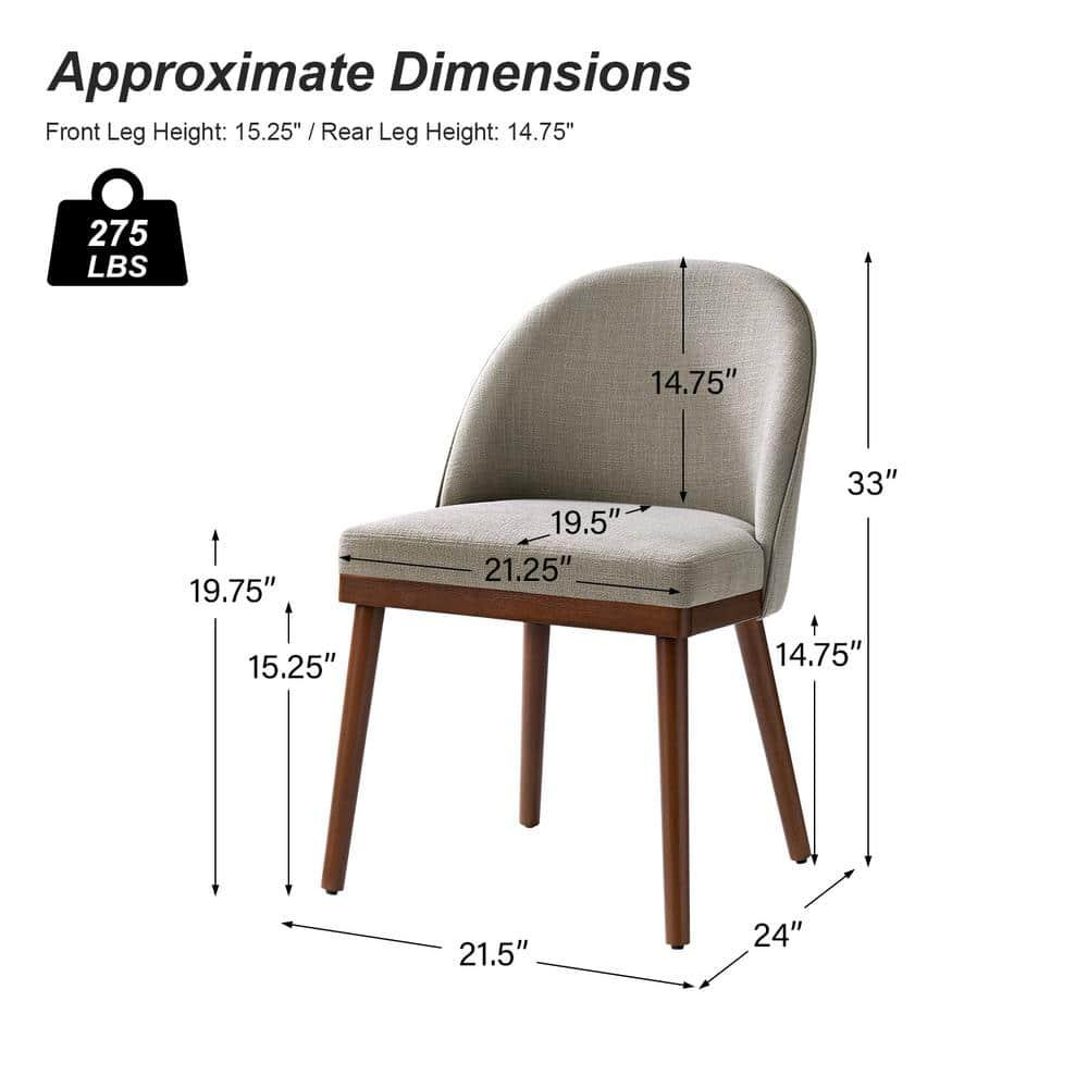 Dining Chairs Set of 2,Dining Chairs with Fabric Upholstered and Solid Wood Legs,Kitchen Side Chair,Thick Cushions Seat,Easy Assembly for Dining Room Living Room Bedroom (Beige)