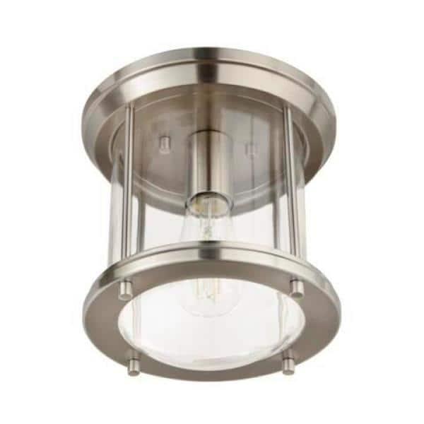 Hampton Bay Melrose Park 8 in. 1-Light Brushed Nickel Flush Mount