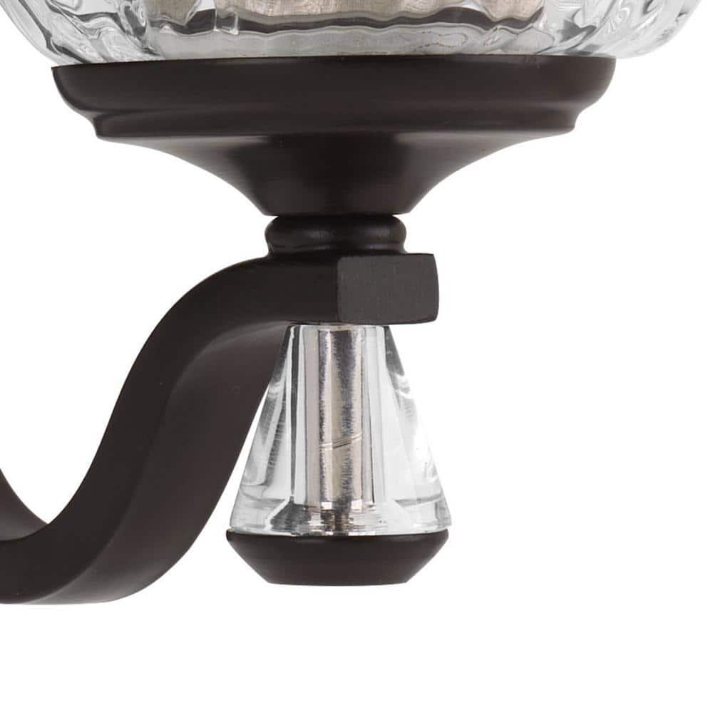 Progress Lighting Anjoux 4-Light Bath Vanity Fixture Antique Bronze Clear Water Glass Shade