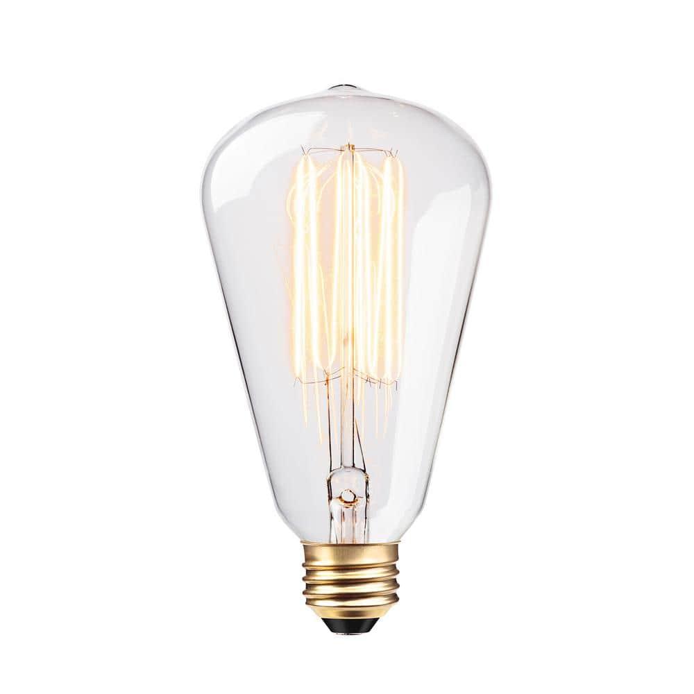 Globe Electric 60W Vintage Edison S-Type Clear Glass Dimmable Incandescent Light Bulb, 83008