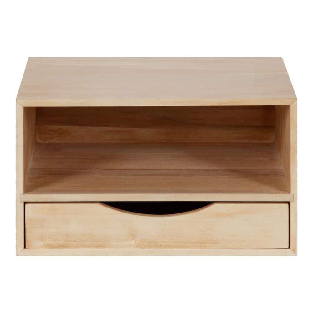 Kate and Laurel Hutton Rectangle Wood Floating Side Table, 12.5x10x7, Natural