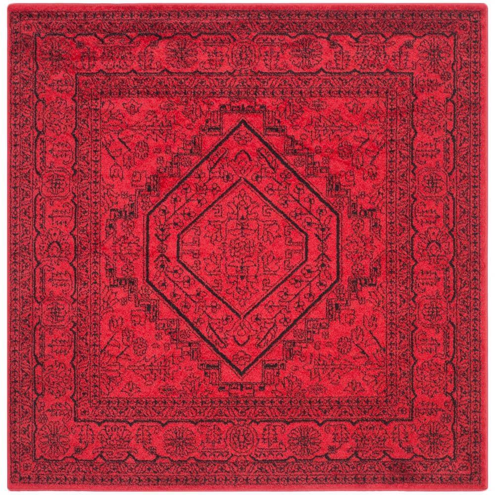 Adirondack ADR108 Power Loomed Area Rug - Red/Black - 4'x4' - Safavieh.