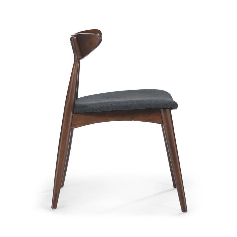 Christopher Knight Home Barron Mid Century Modern Rubberwood Fabric Upholstered Dining Chairs (Set of 2), Charcoal/Walnut
