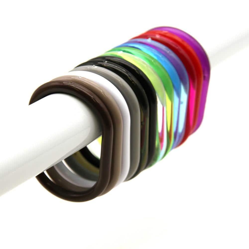 Evideco Solid Plastic Shower Curtain Hooks Rings (Set of 12)