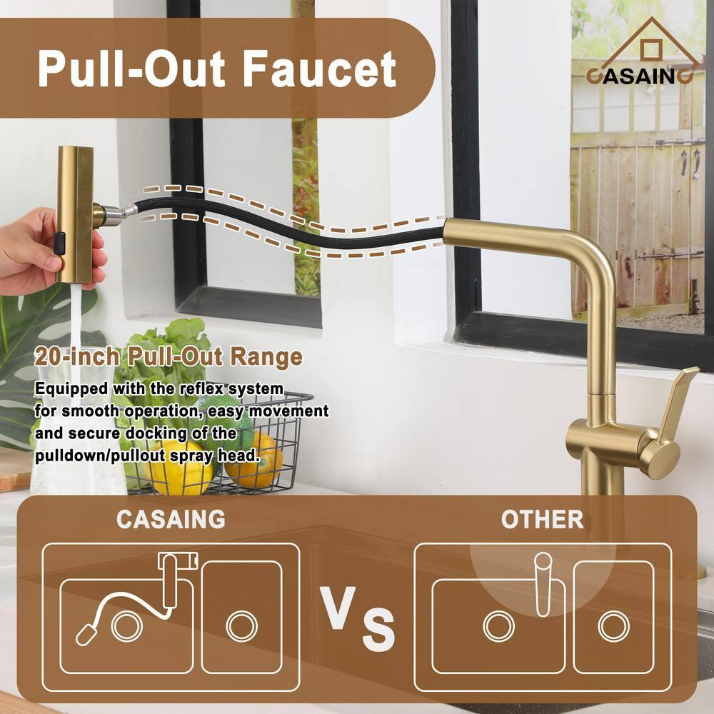 Willow Single Handle Pull Out Kitchen Faucet with Touchless Sensor, Three-function Mode Sprayer