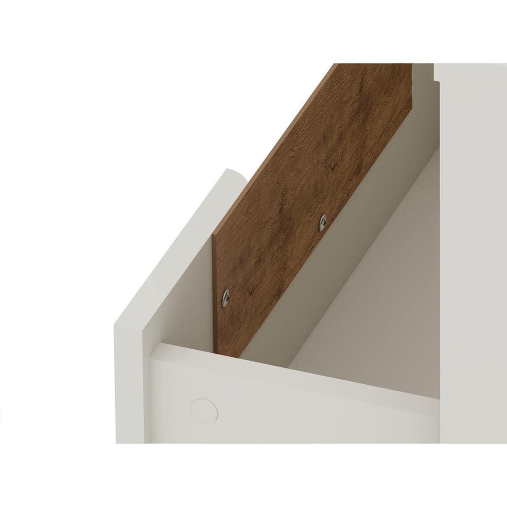 Set of 2 Rockefeller 2 Drawer Nightstands Off White - Manhattan Comfort: Modern Splayed Metal Legs, MDF