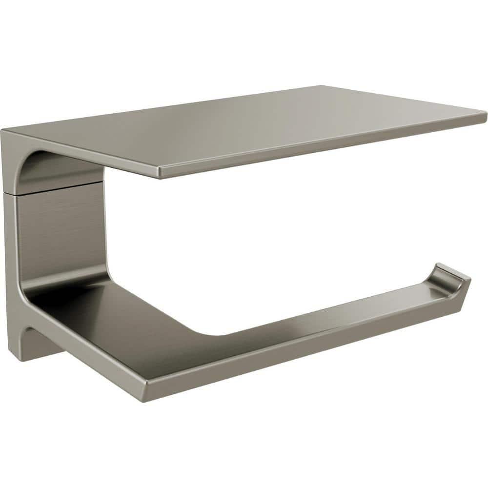 Pivotal Wall Mount Single Post Toilet Paper Holder with Shelf Bath Hardware Accessory