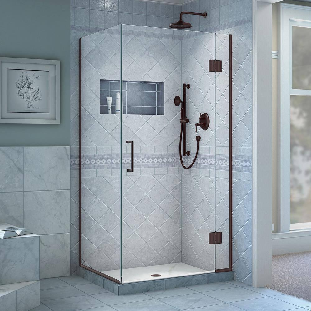 Unidoor-X 33 3/8 in. W x 30 in. D x 72 in. H Frameless Hinged Shower Enclosure