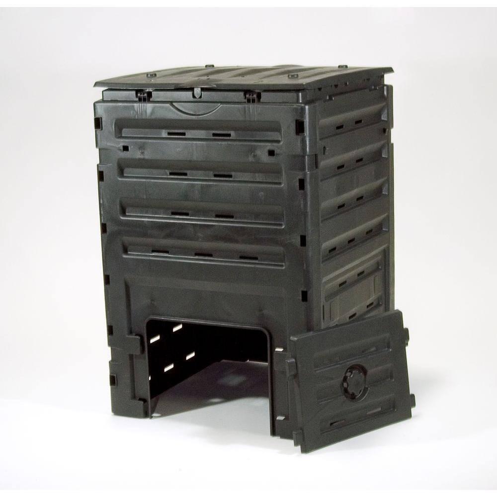 Exaco 120 Gallons Polyethylene Plastic Outdoor Stationary Composter with Latching Lid