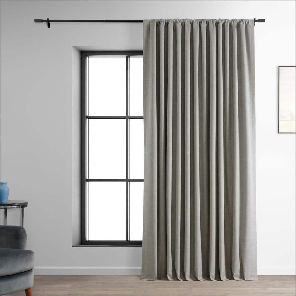 Exclusive Fabrics  Performance Linen Extrawide Hotel Blackout Curtain (1 Panel) 100 X 108 - Dark Greige