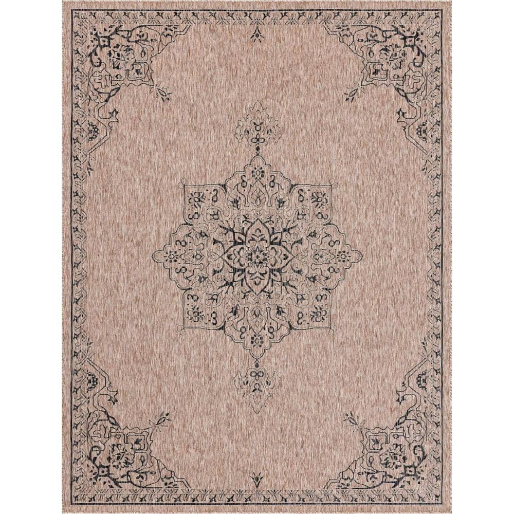 Unique Loom 9' 0 x 12' 2 Rectangle Indoor/Outdoor Traditional Beige Area Rug