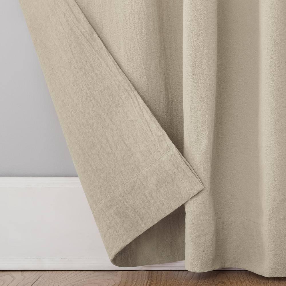 52"X63" Archaeo Light Filtering Washed Cotton Twist Tab Curtain Panel Oat: Modern Window Treatment, Machine Washable