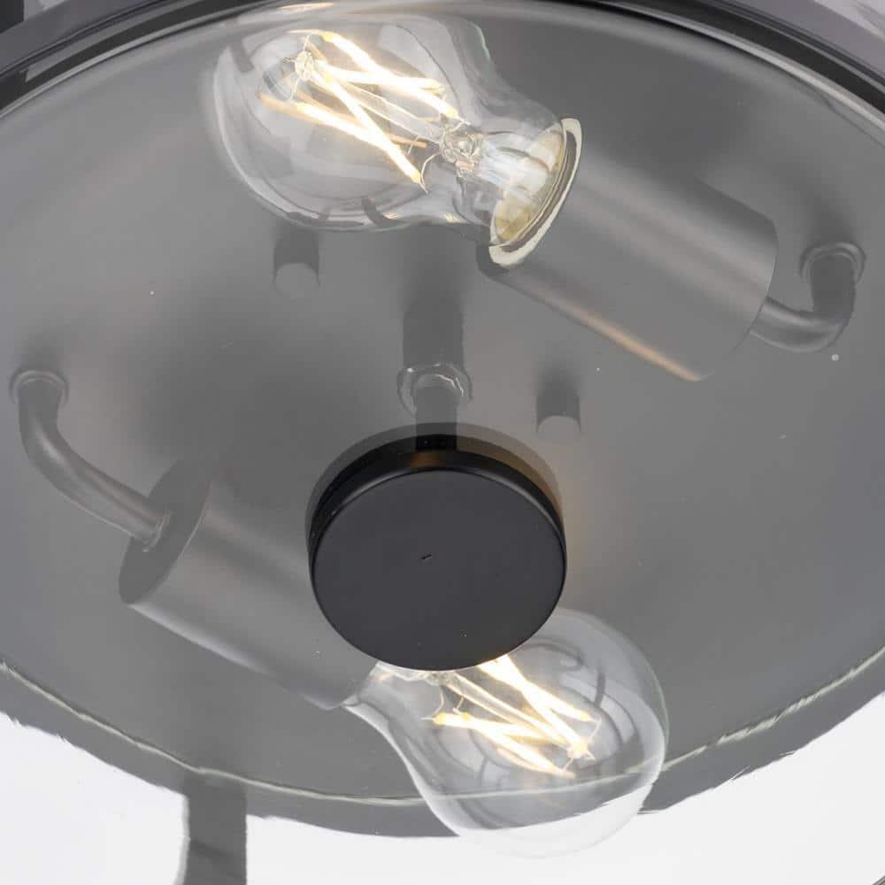 Progress Lighting Gilliam 2-Light Flush Mount, Matte Black, Curved Glass