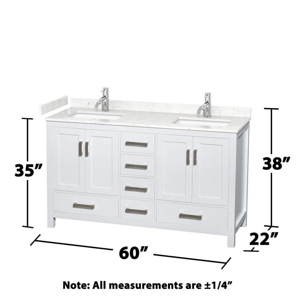 Wyndham Collection Sheffield 60" Freestanding Double Bathroom Vanity with Cultured Marble Top