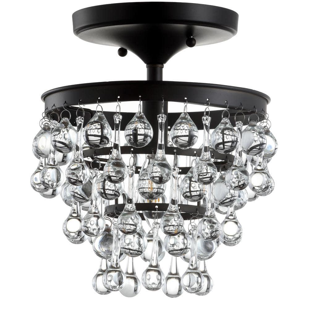 JONATHAN Y Toronto 10" Metal/Crystal LED Flush Mount, Oil Rubbed Bronze
