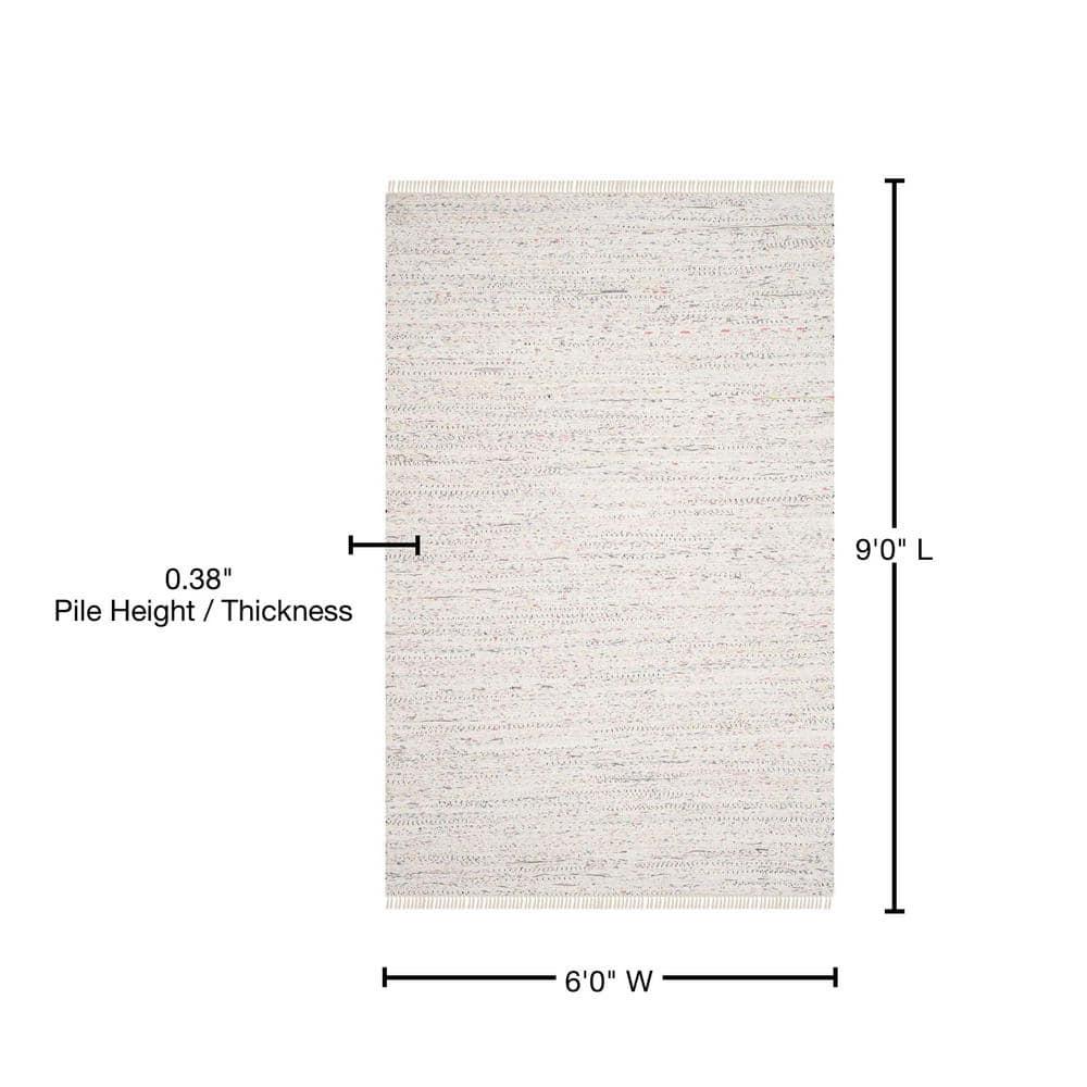 Rag Rug RAR121 Hand Woven Indoor Area Rug - 6'x9' - Ivory/Multi - Safavieh