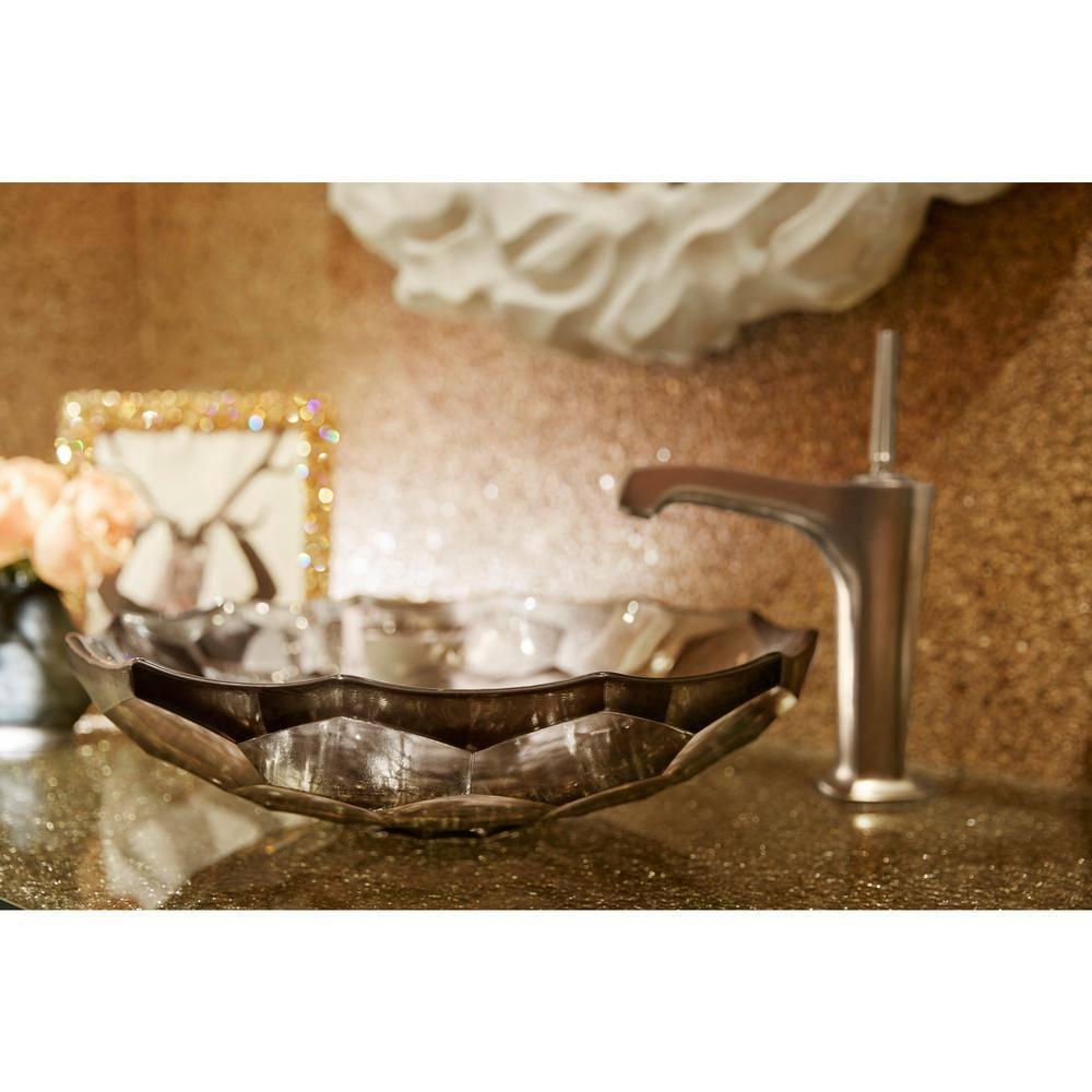 Kohler Briolette, Artist Editions Oval Faceted Glass Bathroom Vessel Sink