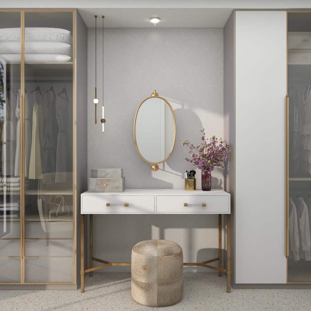 DecMode 15" x 29" Gold Oval Shaped Wall Mirror