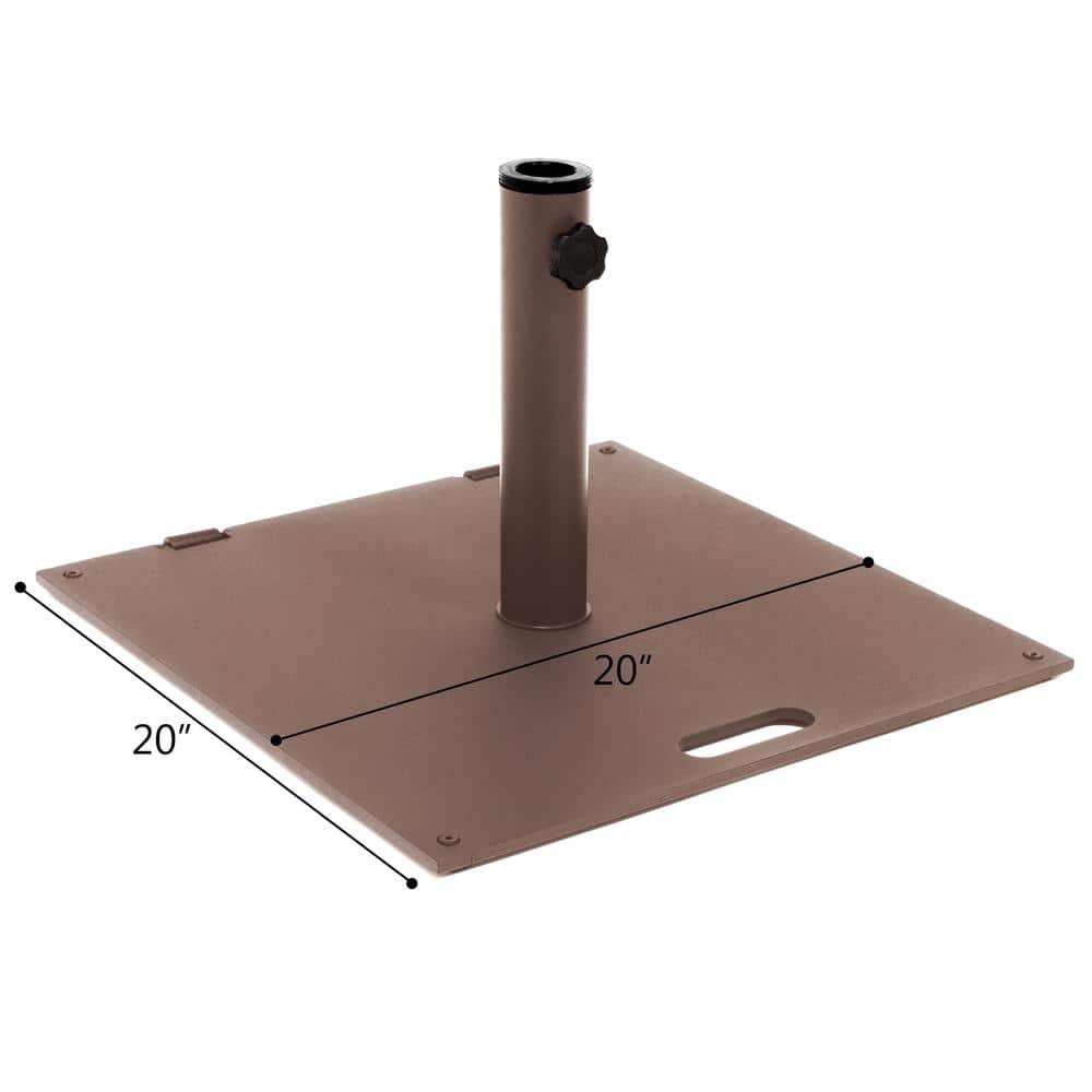 Brown Steel 20" Square Patio Umbrella Base with Wheels
