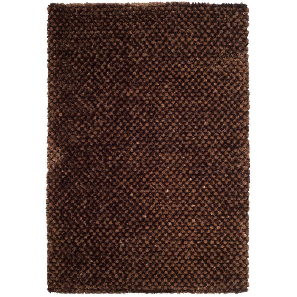 Saint Tropez Shag STS641 Hand Woven Area Rug - Chocolate - 5'x8' - Safavieh.