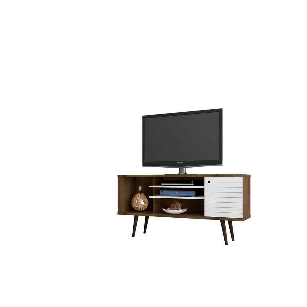 Manhattan Comfort Liberty 53 Inch Mid Century Modern TV Stand, Rustic Brown