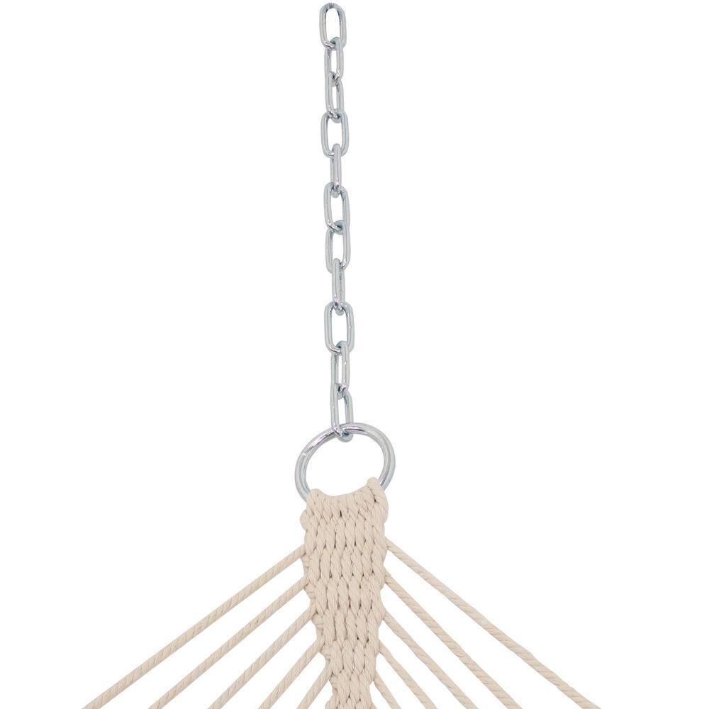 Sunnydaze Heavy-Duty 2-Person Woven Polyester Style Hammock with Crocheted edges and Wooden Spreader Bars - 600 lb Weight Capacity - Natural