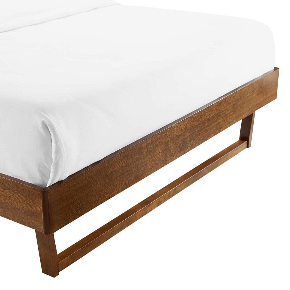 Modway Billie King Rubberwood and MDF Wood Platform Bed Frame in Walnut