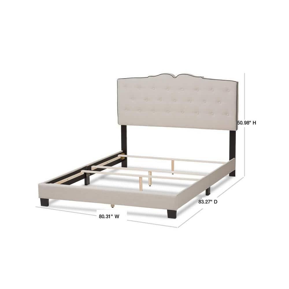 Vivienne Modern and Contemporary Fabric Upholstered Bed Light Beige - Baxton Studio