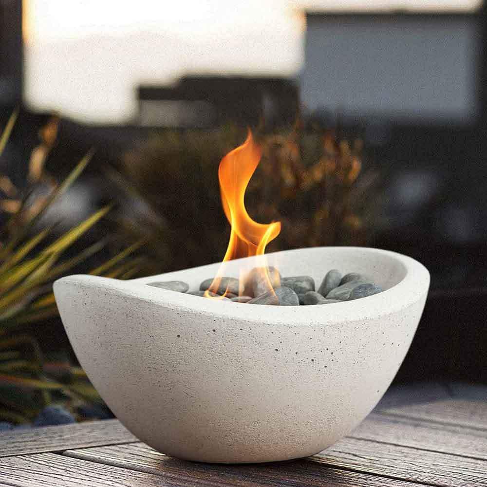 TerraFlame TerraFlame Wave Concrete Table Top Gel Fuel Fire Bowl - Indoor and Outdoor Use