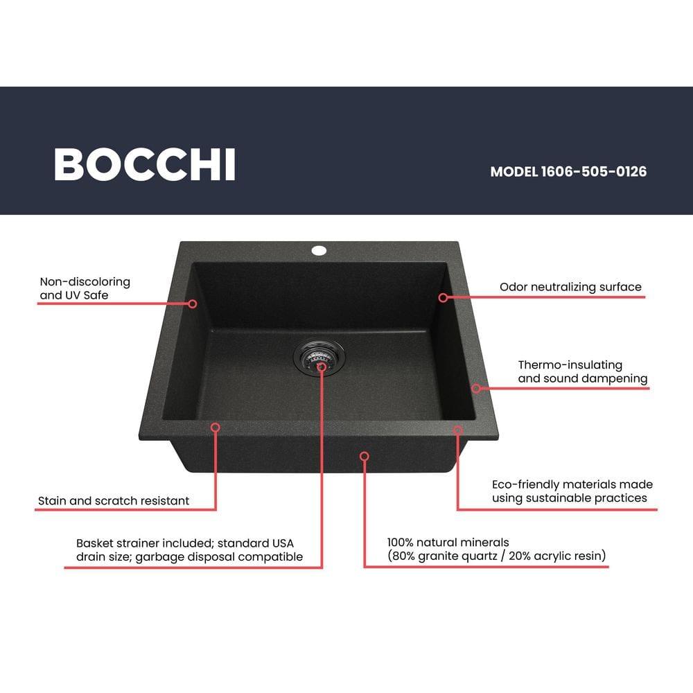 BOCCHI Campino 24'' L Single Bowl Granite Kitchen Sink 1606-505-0126