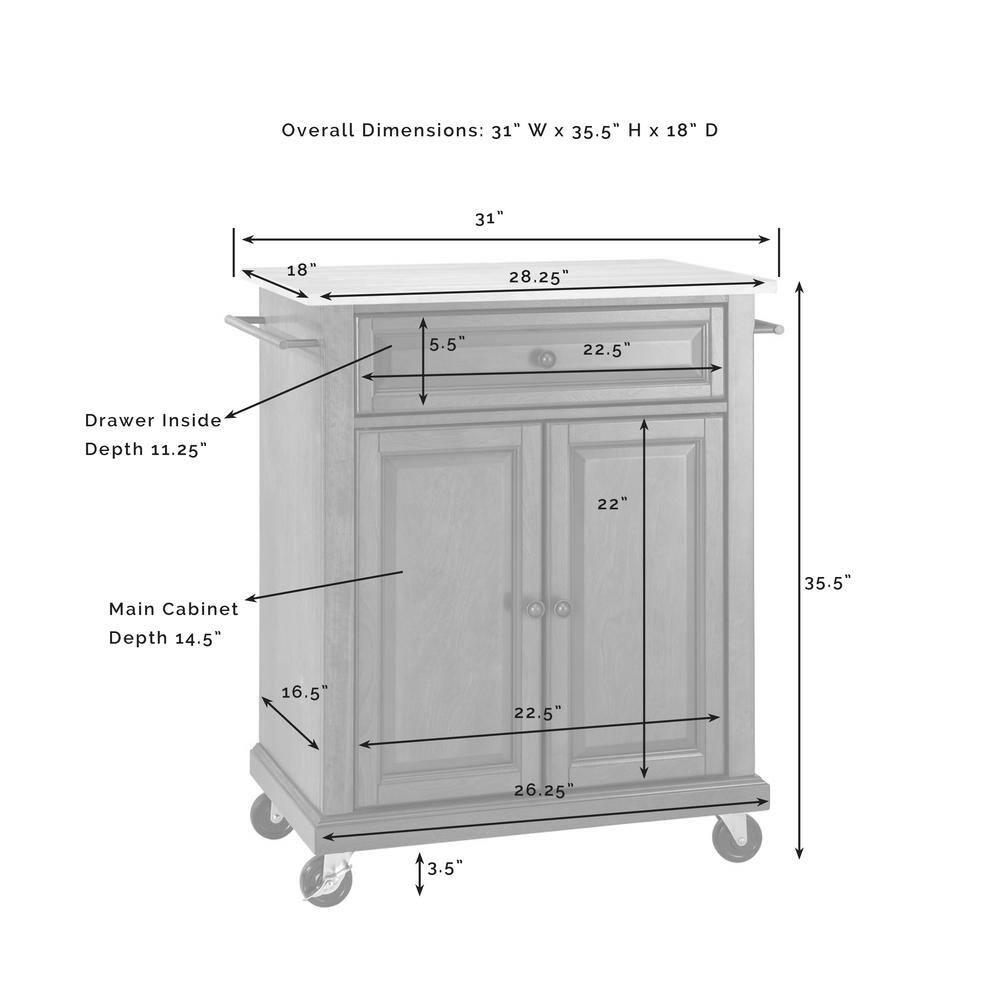 Crosley Solid Granite Top Portable Kitchen Cart/Island White: Hardwood Frame, Adjustable Shelves, Universal Storage