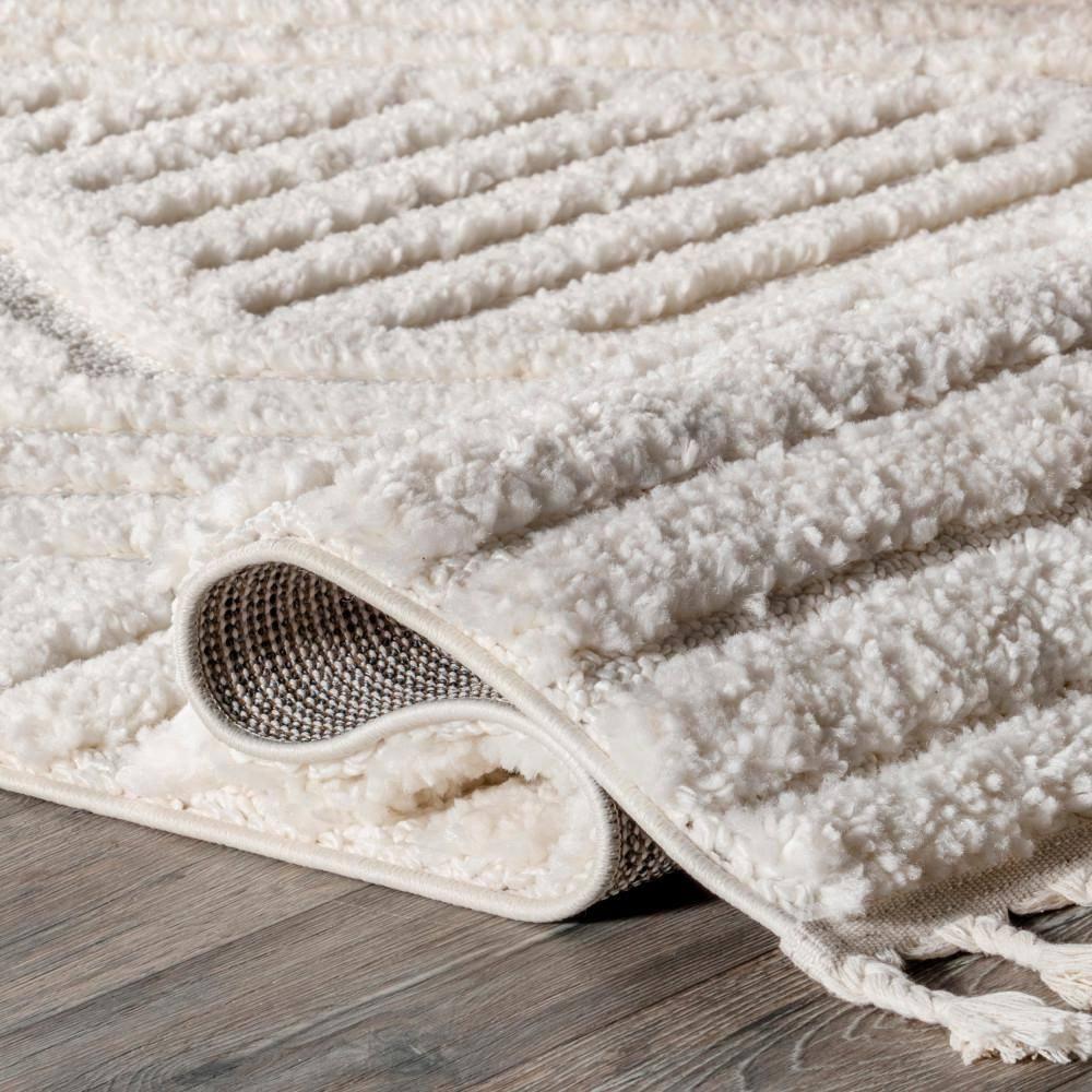 Nuloom Risette Solid 4x6 Shag Indoor Area Rug for Living Room Bedroom Dining Room Nursery Kitchen, Ivory