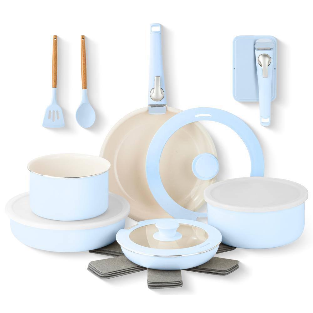 Gotham Steel Gotham Steel 18 Piece Detachable Handle Ceramic Nonstick Cookware Set