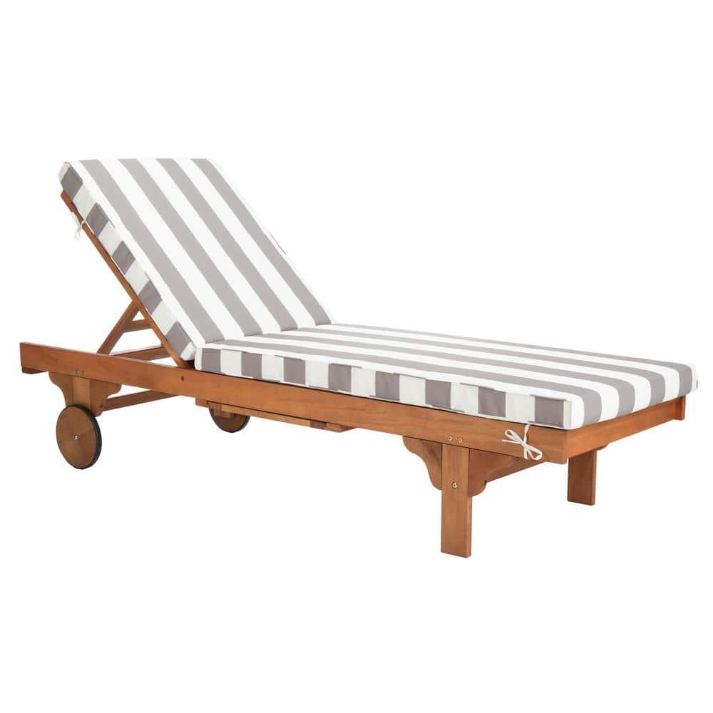 Newport Lounge Chair - Outdoor - PAT7022 - Natural/Grey Striped -Safavieh